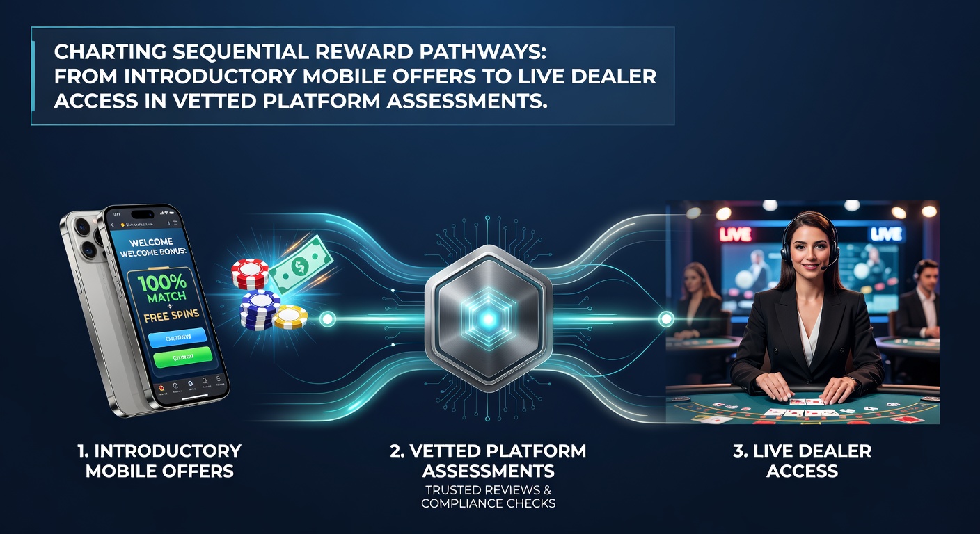 Mobile casino app interface showing introductory bonus offers transitioning to live dealer game selection on a vetted platform