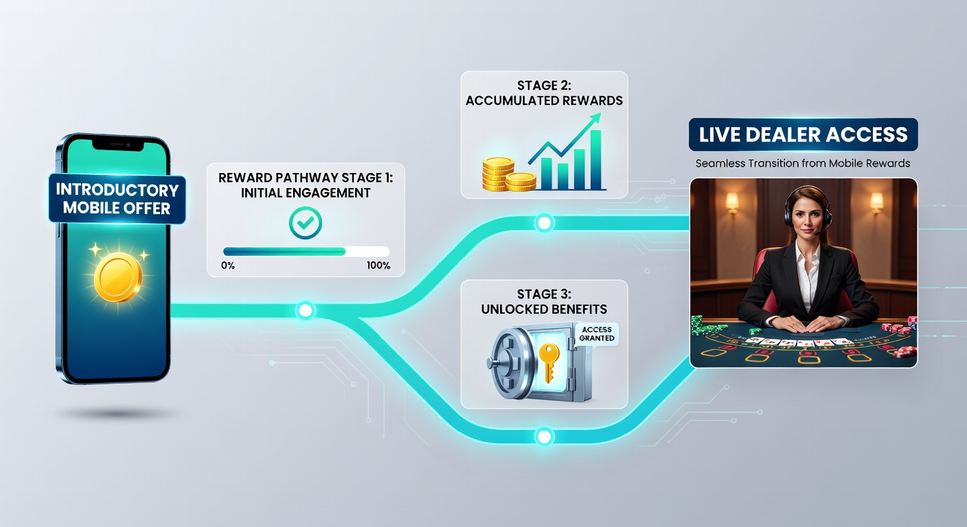 Live dealer table interface on mobile showing reward credits applied during a sequential pathway assessment