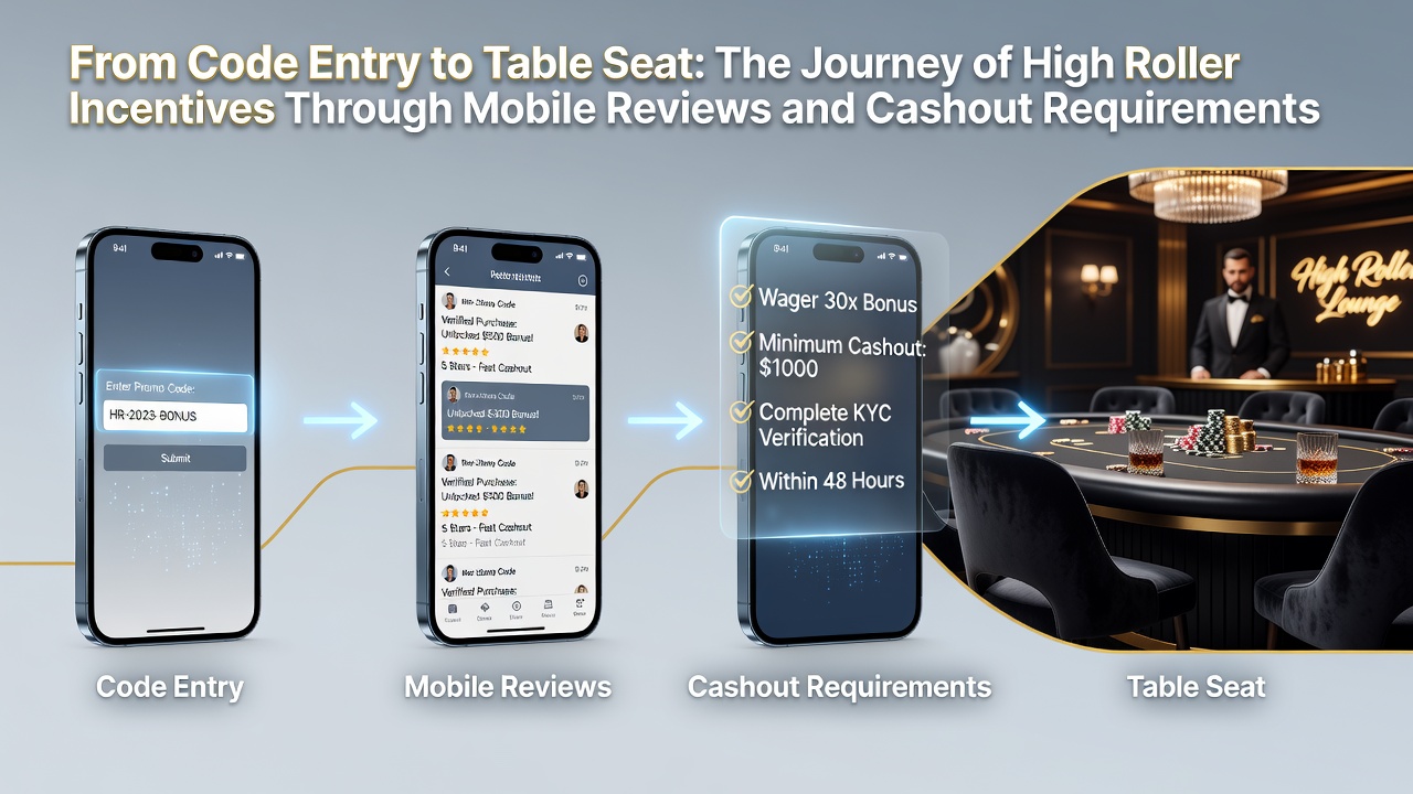 Mobile casino interface showing bonus code entry screen with high roller promotion details