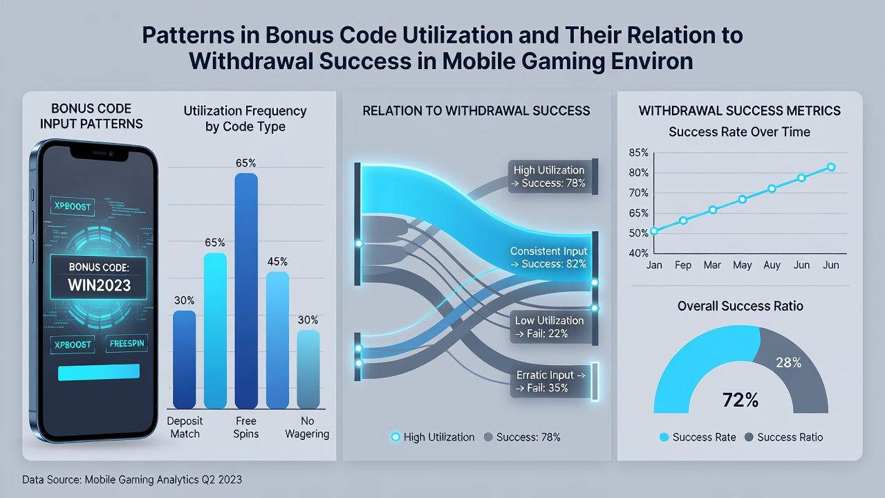 Chart illustrating withdrawal success rates tied to bonus code timing and frequency in mobile environments
