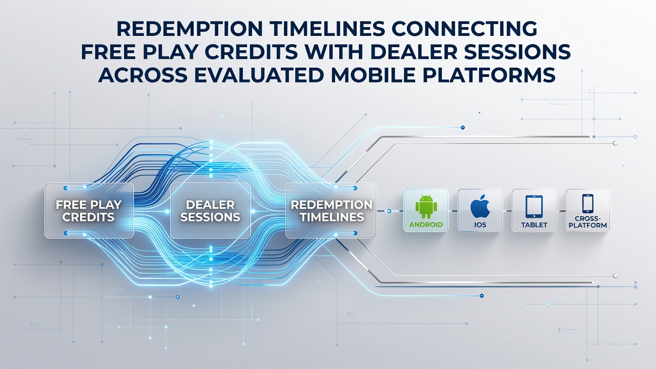Mobile casino app interface showing free play credit redemption process linked to live dealer tables