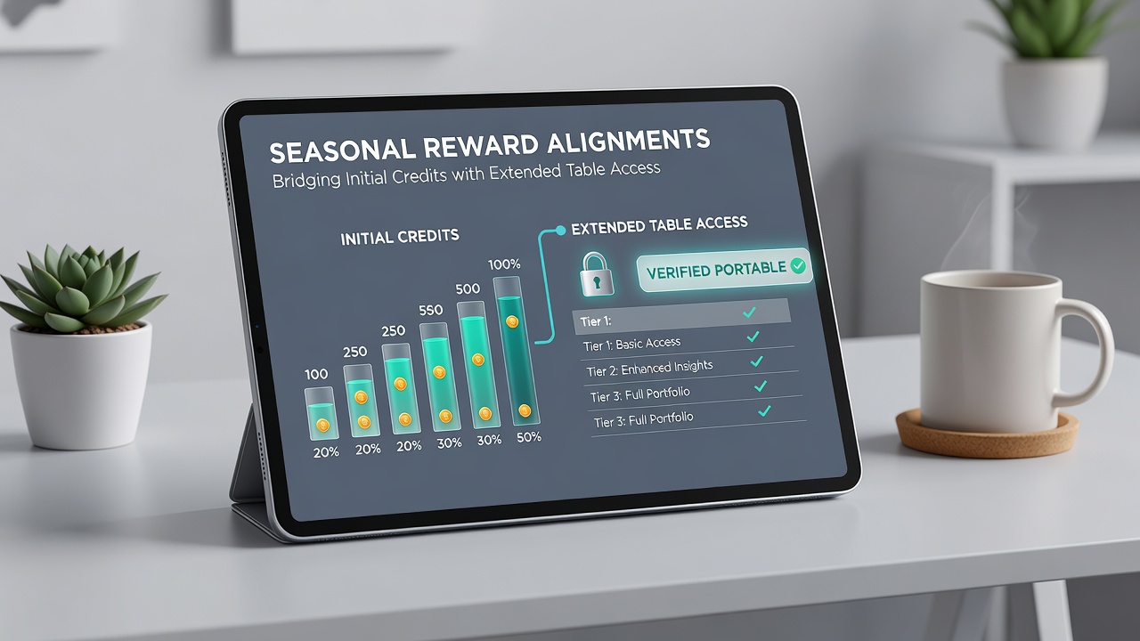 Seasonal reward progression chart displaying credit flows into extended live dealer table access within regulated mobile gaming apps